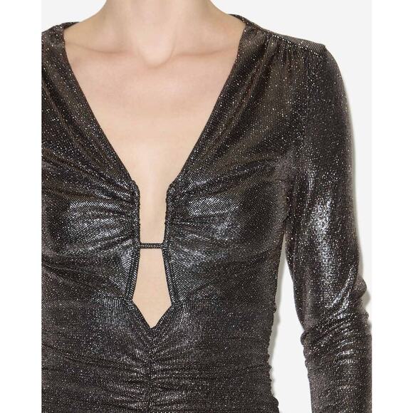 Isabel Marant Étoile Buffy Plunge Neck Metallic Top - Picture 4 of 11